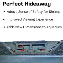 Lucky Critter Shrimp Cave viewing angle for aquarium observation.