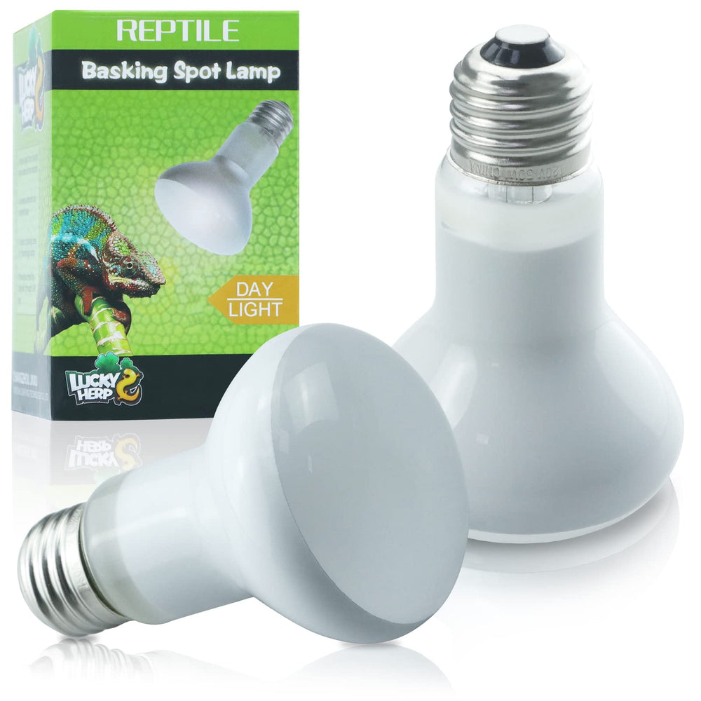 LUCKY HERP 2Pack 50W heat lamp bulb for basking-spot setup boosts reptile activity.