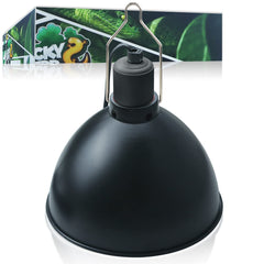 Lucky Herp aluminum dome cover boosts UVA and UVB output for basking