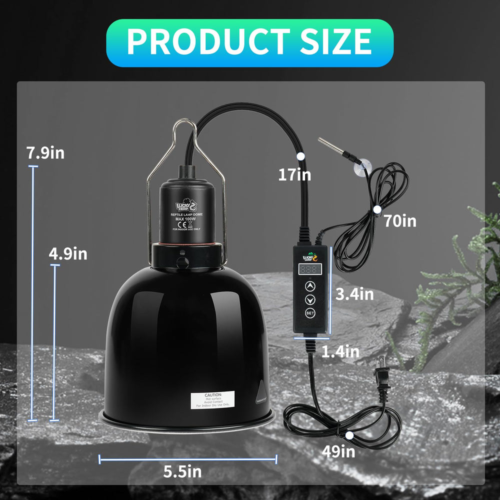 LUCKY HERP ceramic lamp head 100W-capable: durable heat source for reptile setups