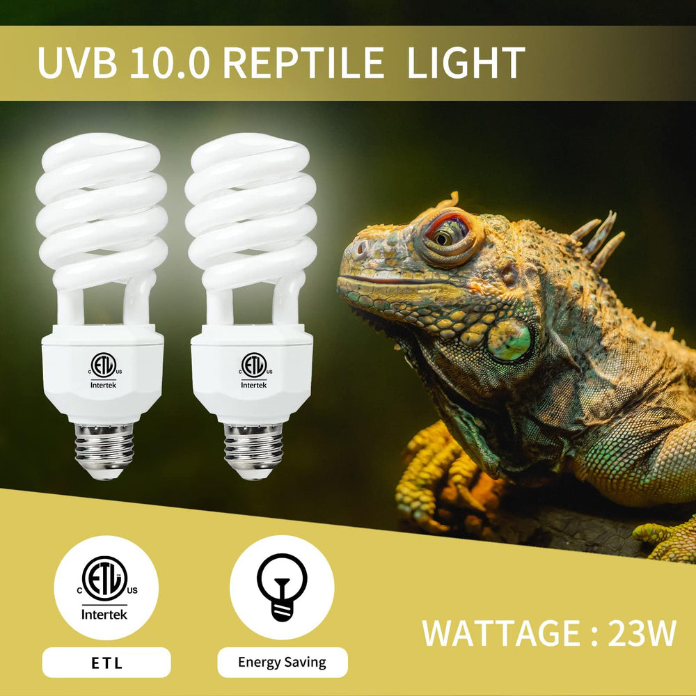 Lucky Herp compact fluorescent terrarium lamp close-up showing efficiency