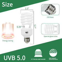 LUCKY HERP compact fluorescent lamp image; energy-efficient lighting for extended terrarium days.