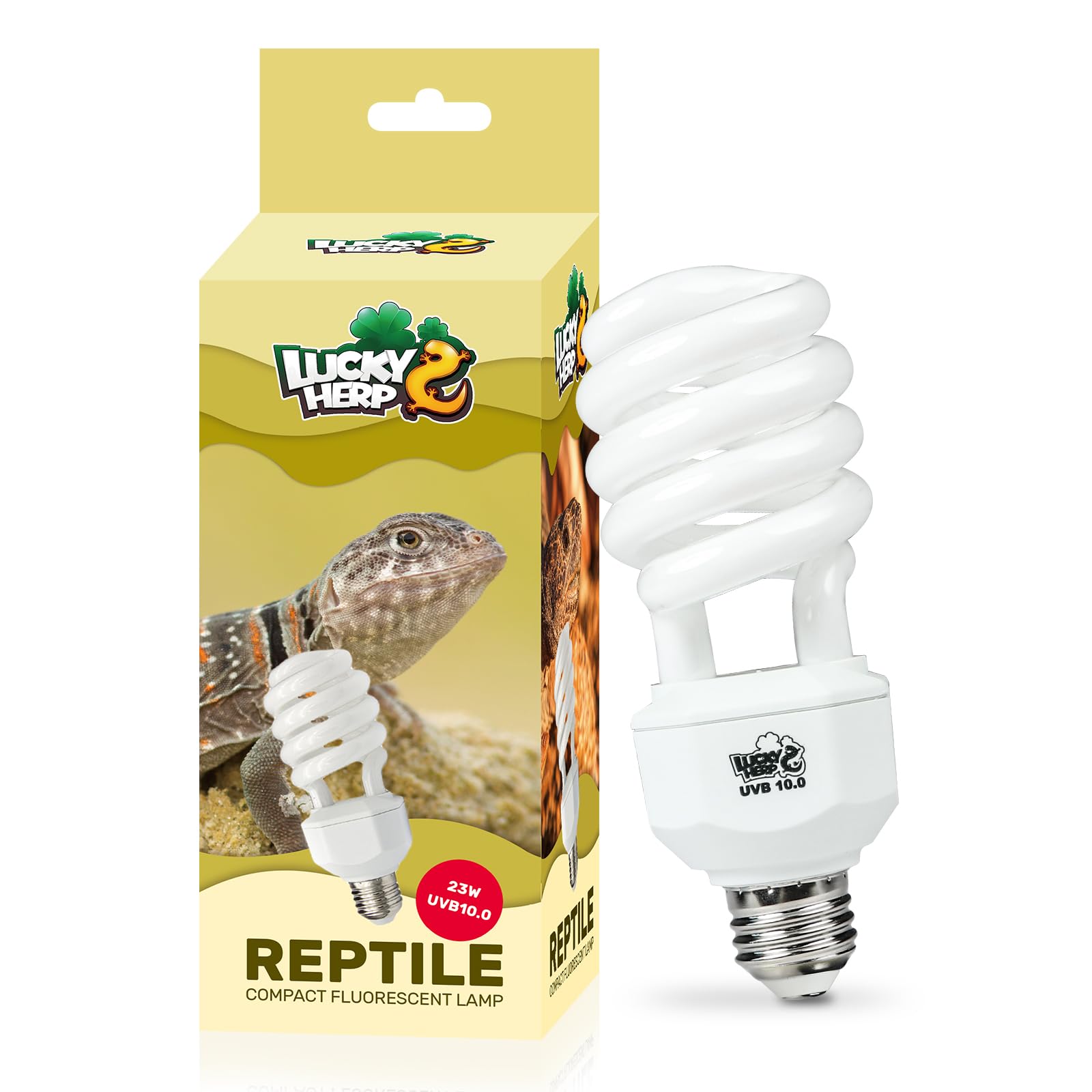 LUCKY HERP desert-uvb-10-0-glow highlights stable UVB lighting in a reptile enclosure.