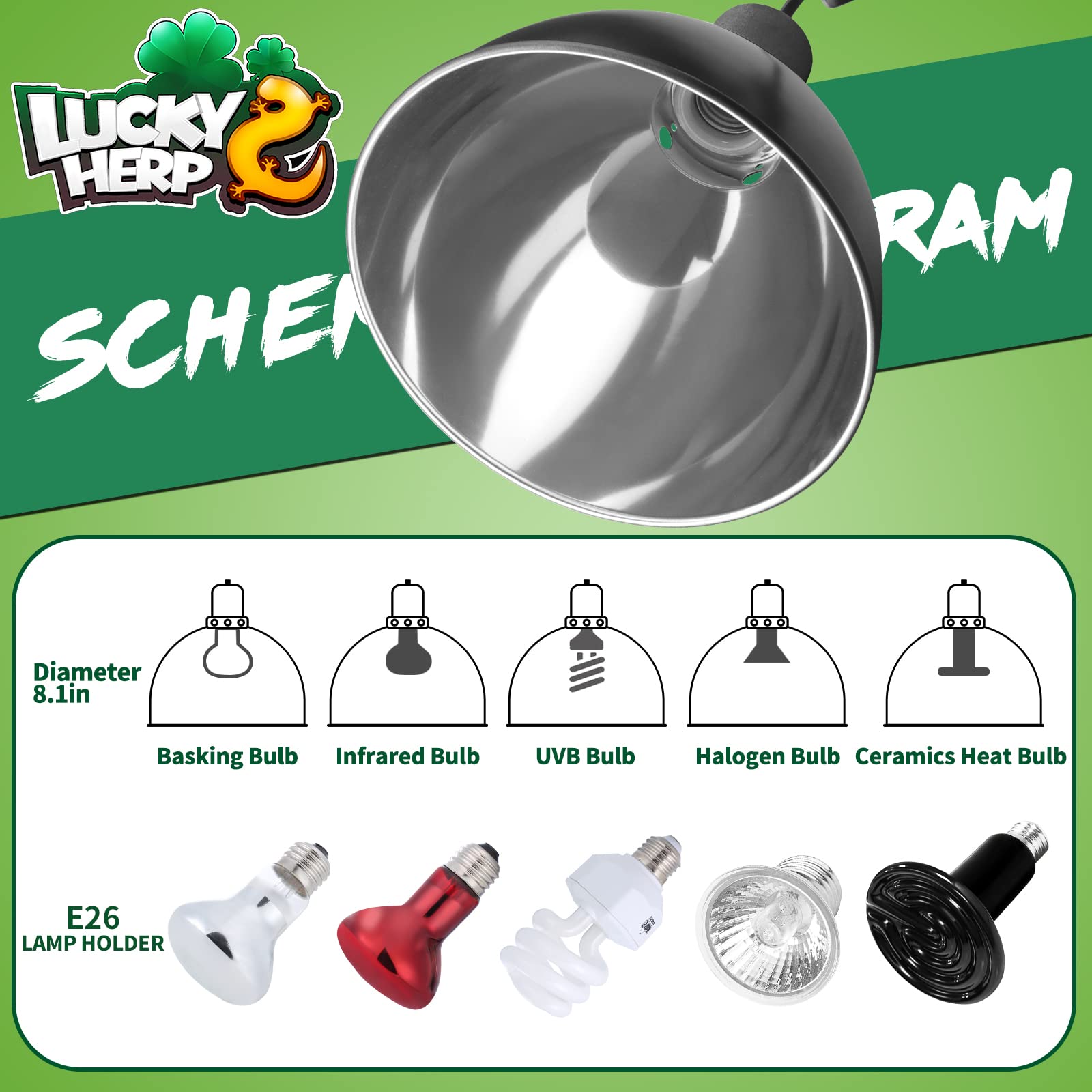 Lucky Herp dome reflector concentrates light for enhanced UVB delivery