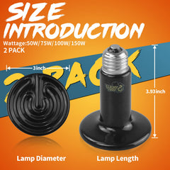 LUCKY HERP emisor calor cerámico 150W, caja y especificaciones visibles