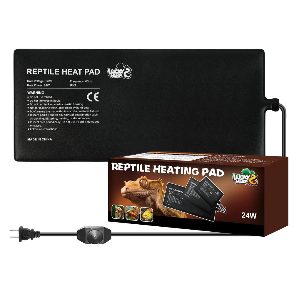 LUCKY HERP heating pad underside view with durable PVC provides steady reptile warmth.