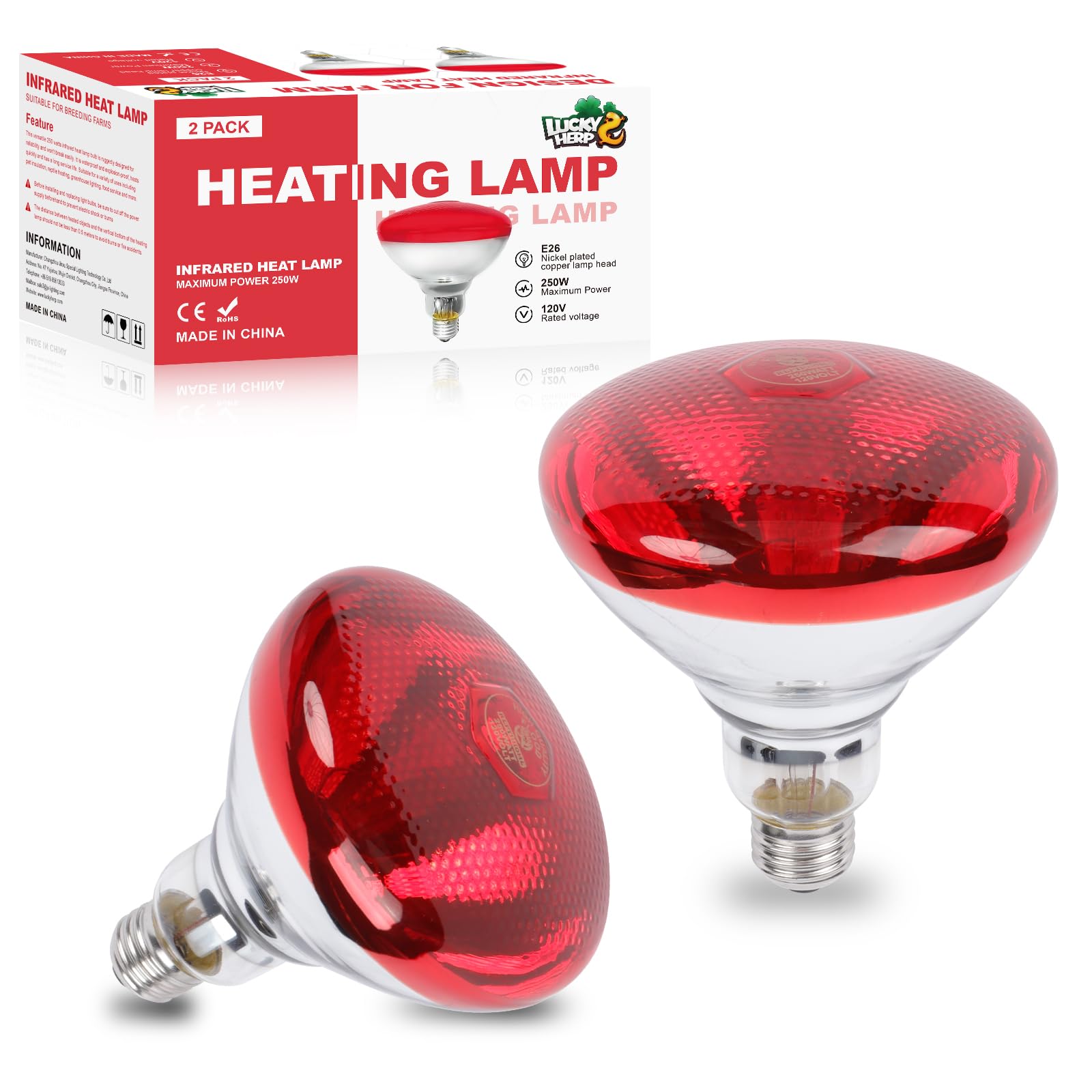 LUCKY HERP infrared heat lamp 250W bulb delivers quick warmth for chicks.