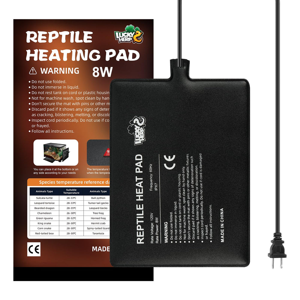 LUCKY HERP reptile heat pad side view demonstrates compact warmth for terrariums.