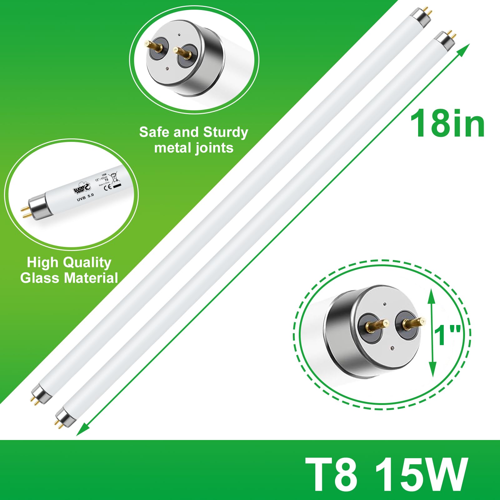 Lucky Herp tropical-reptile UVB 5.0 T8-UVB 15W supports healthier day-night cycles