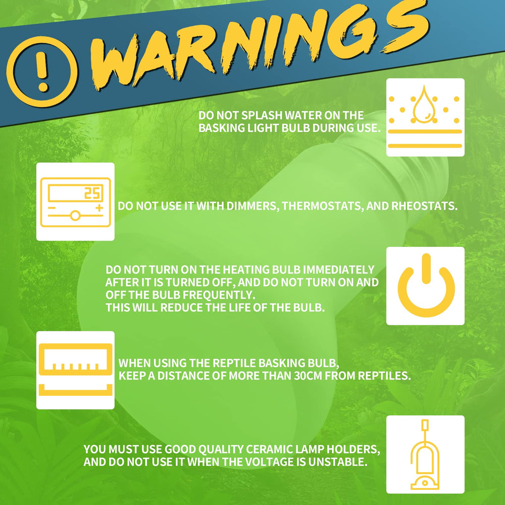 LUCKY HERP safe-use guidelines emphasize proper distance from reptiles during basking.
