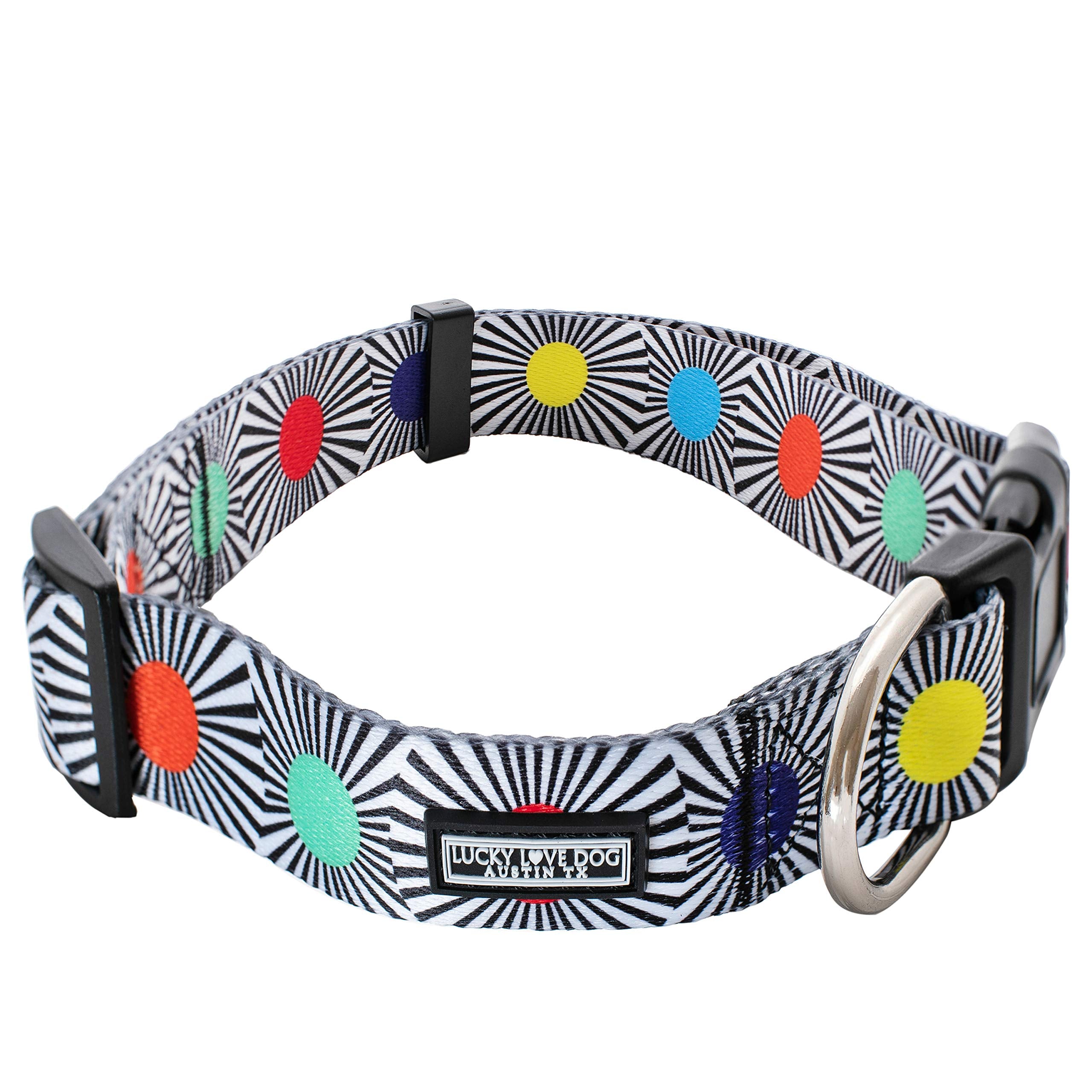 Lucky Love Dog SOCO XS collar front view shows soft, comfortable fit for small dogs.