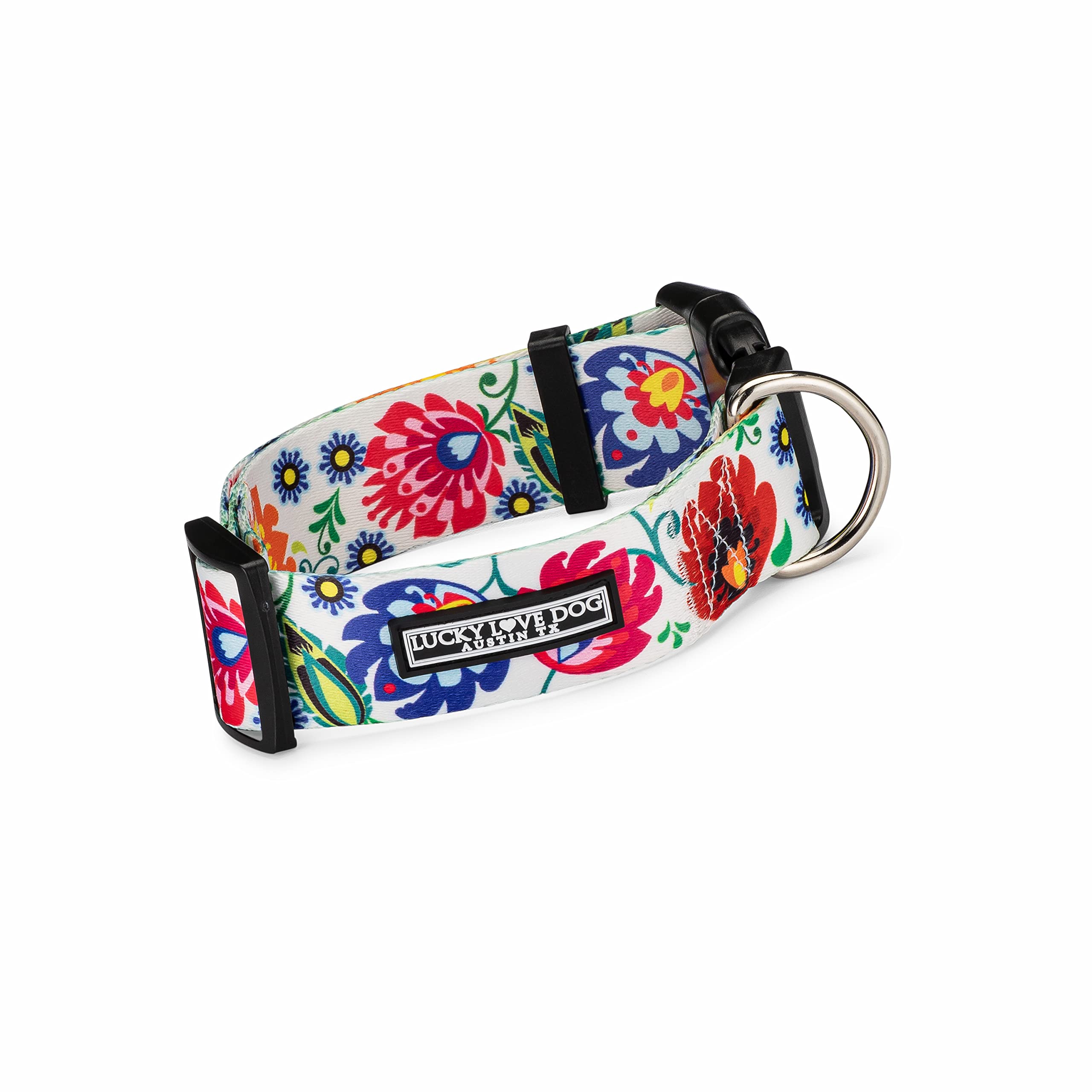 Lucky Love Dog wide collar Ladybird detail emphasizes color and quality.