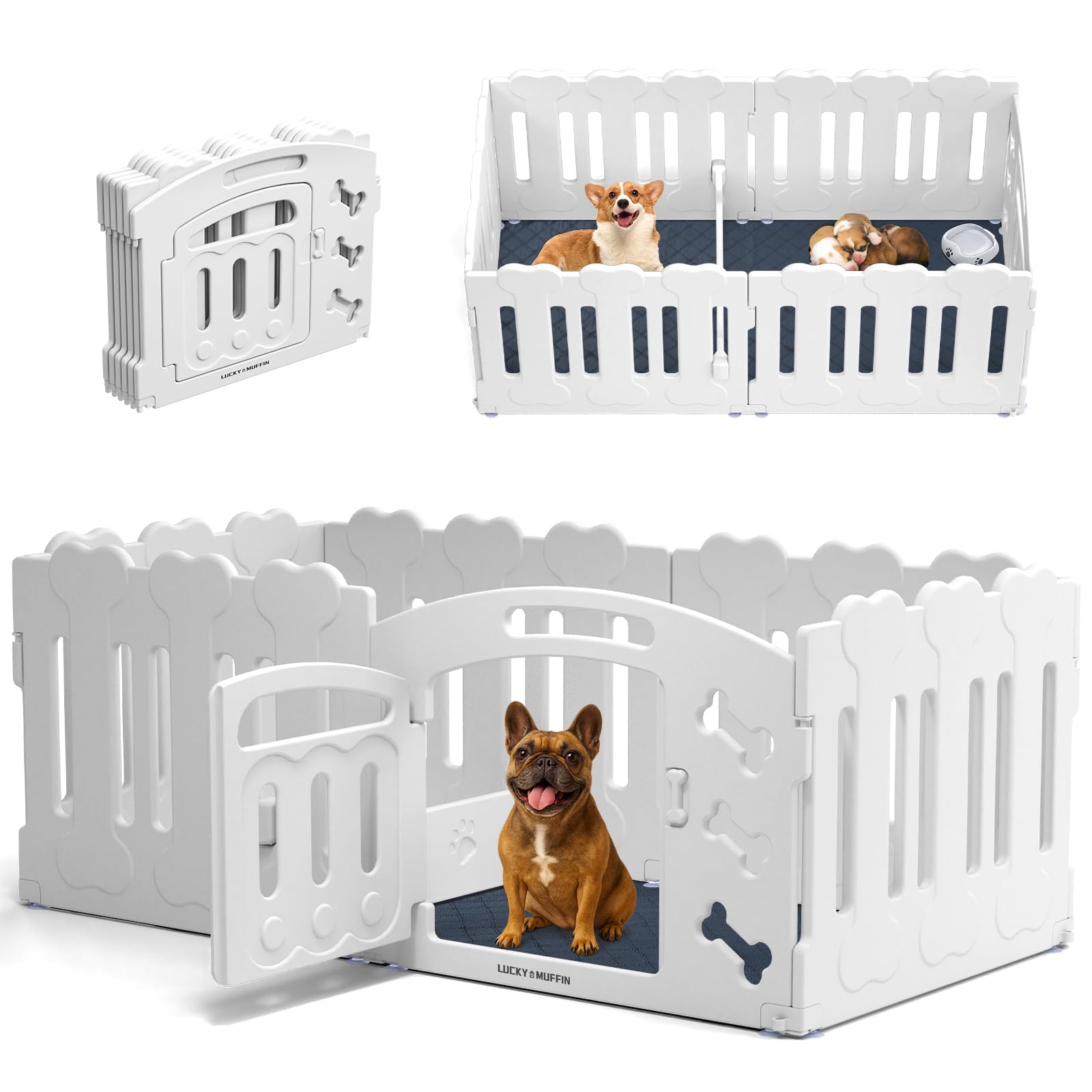 Lucky Muffin dog playpen 6-panel setup for indoor and outdoor use