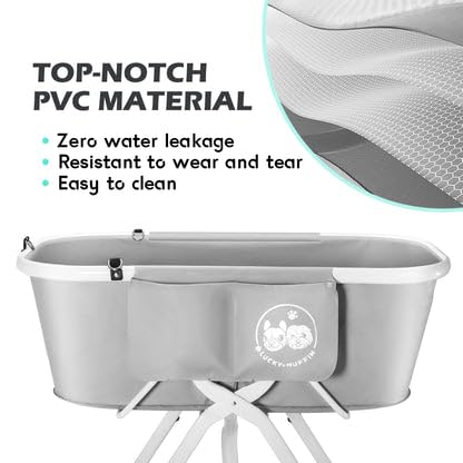 Lucky Muffin premium dog bath tub features a retractable drain hose for easy cleanup.