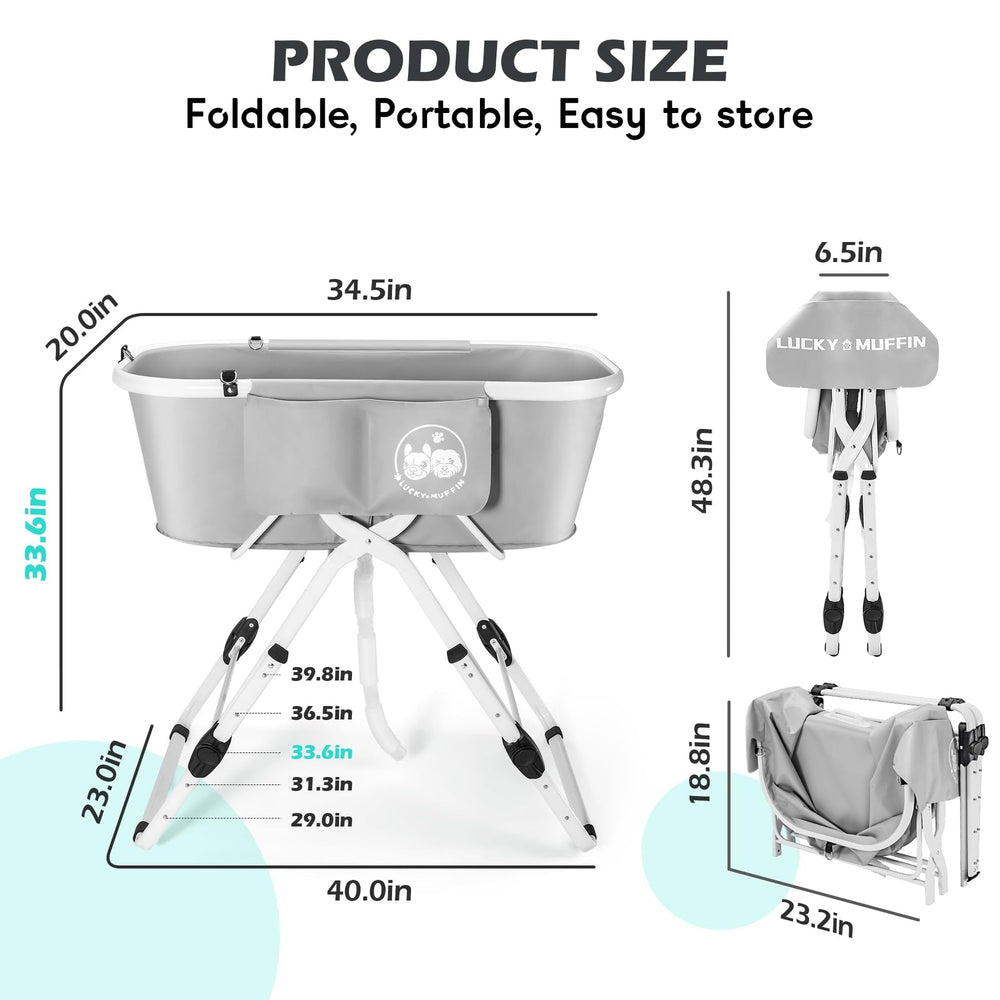 Lucky Muffin premium dog bath tub spacious interior keeps pets calm during baths.