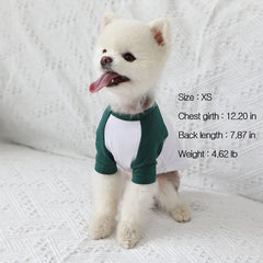 Lucky Petter dog cotton shirt side view emphasizes flexible fit for easy on/off