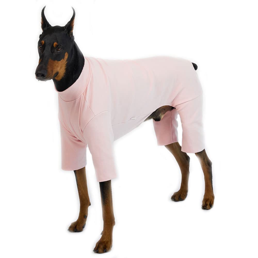 Lucky Petter small dog pajamas pink front view for a cozy fit.