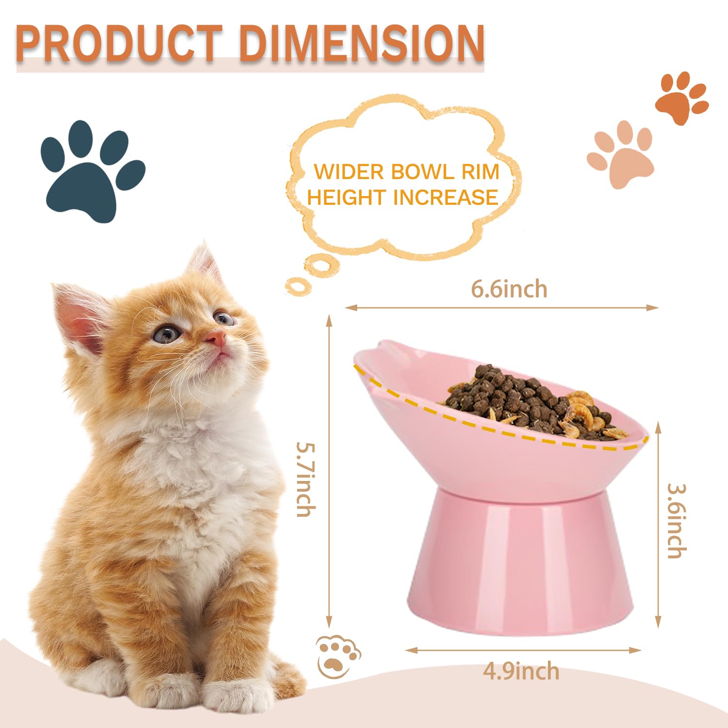 LuckyPots pink cat bowl with removable design for quick cleaning.