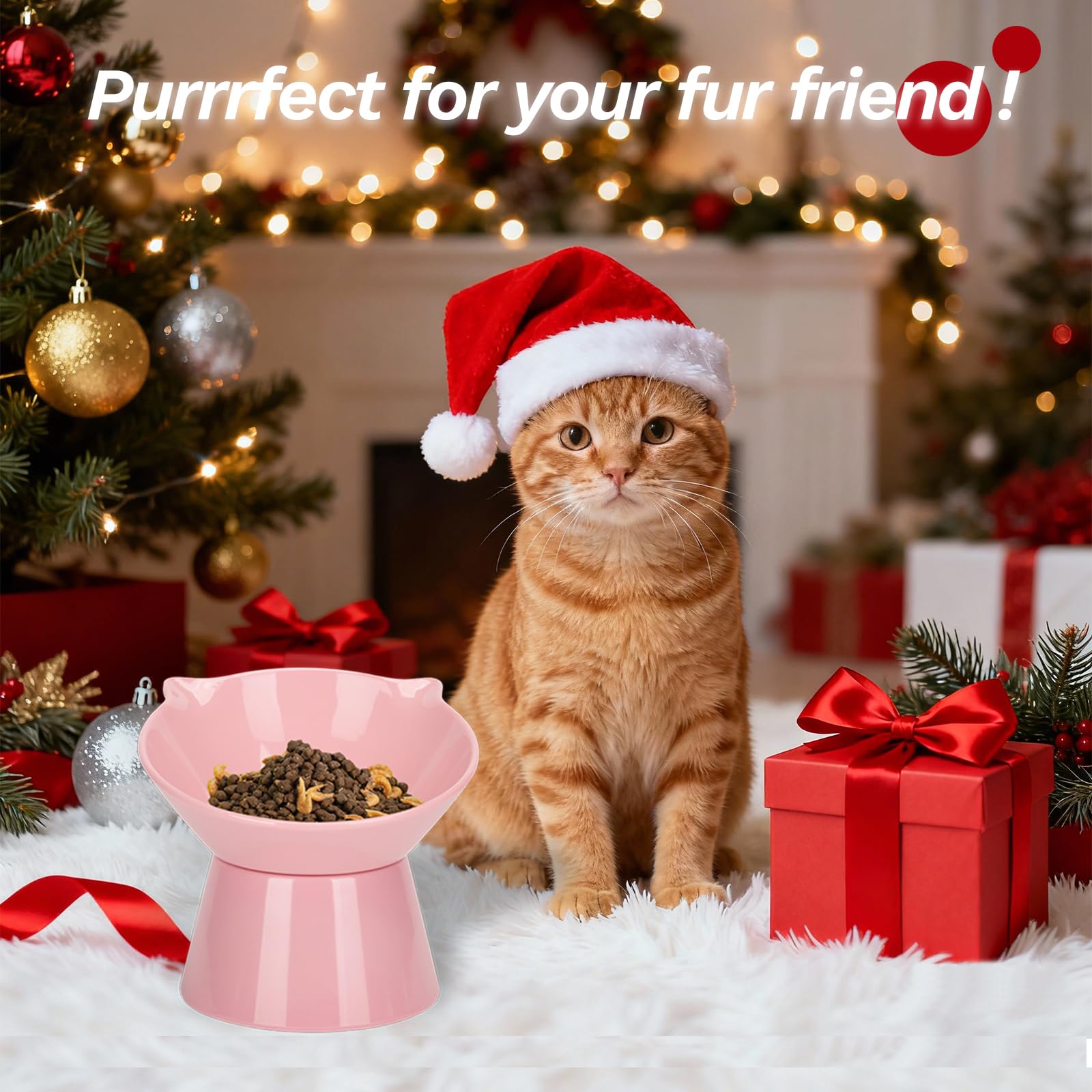 LuckyPots pink cat bowl suitable for water or food use.