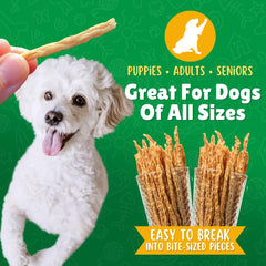 Lucky Premium Treats chicken jerky straws textured crunch—satisfying chew time and tasty appeal.