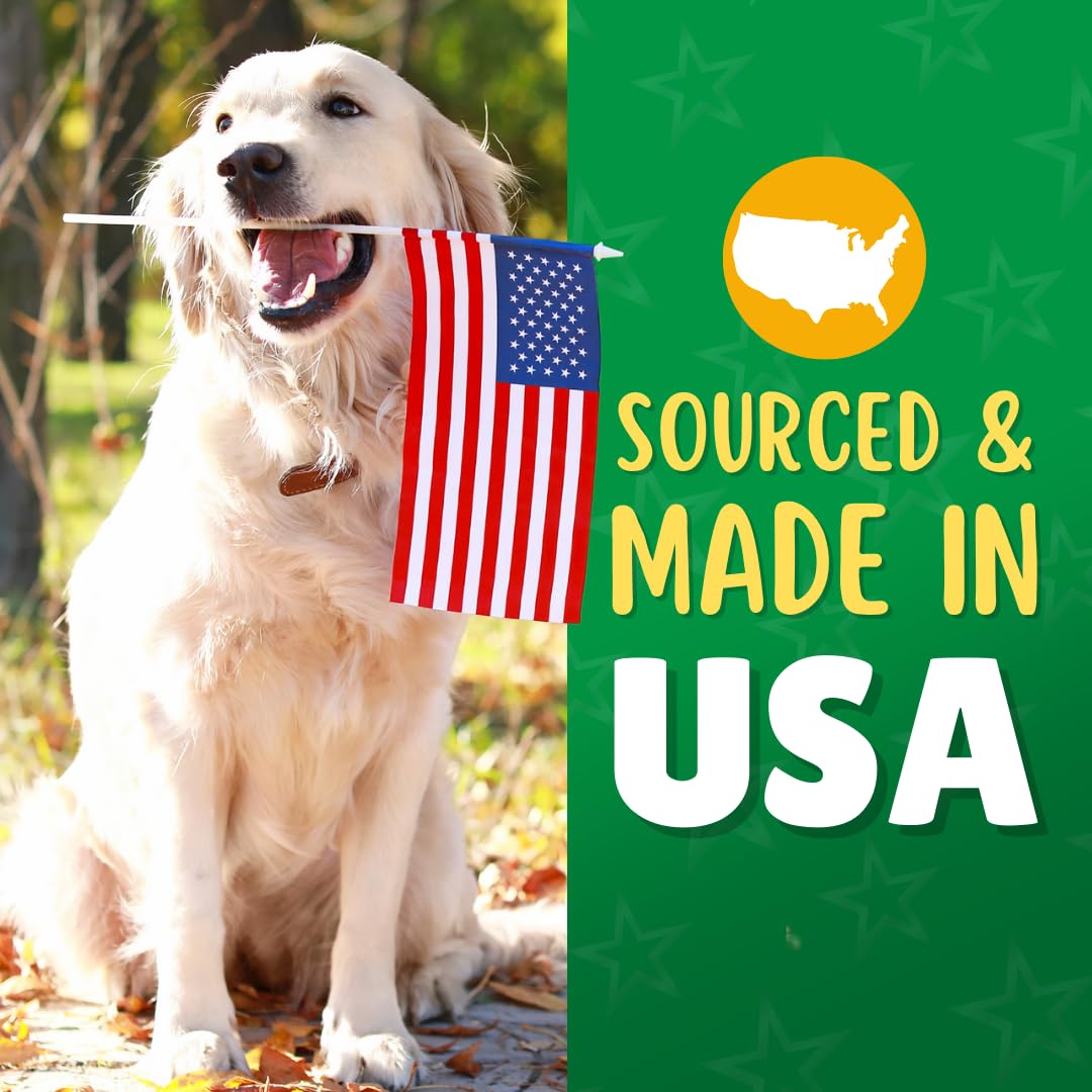 Lucky Premium Treats USA-made chicken jerky straws—single-ingredient snack for all breeds.