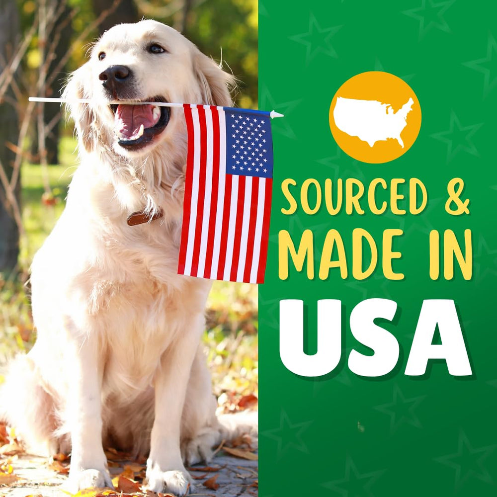 Lucky Premium Treats USA-made chicken jerky straws—single-ingredient snack for all breeds.