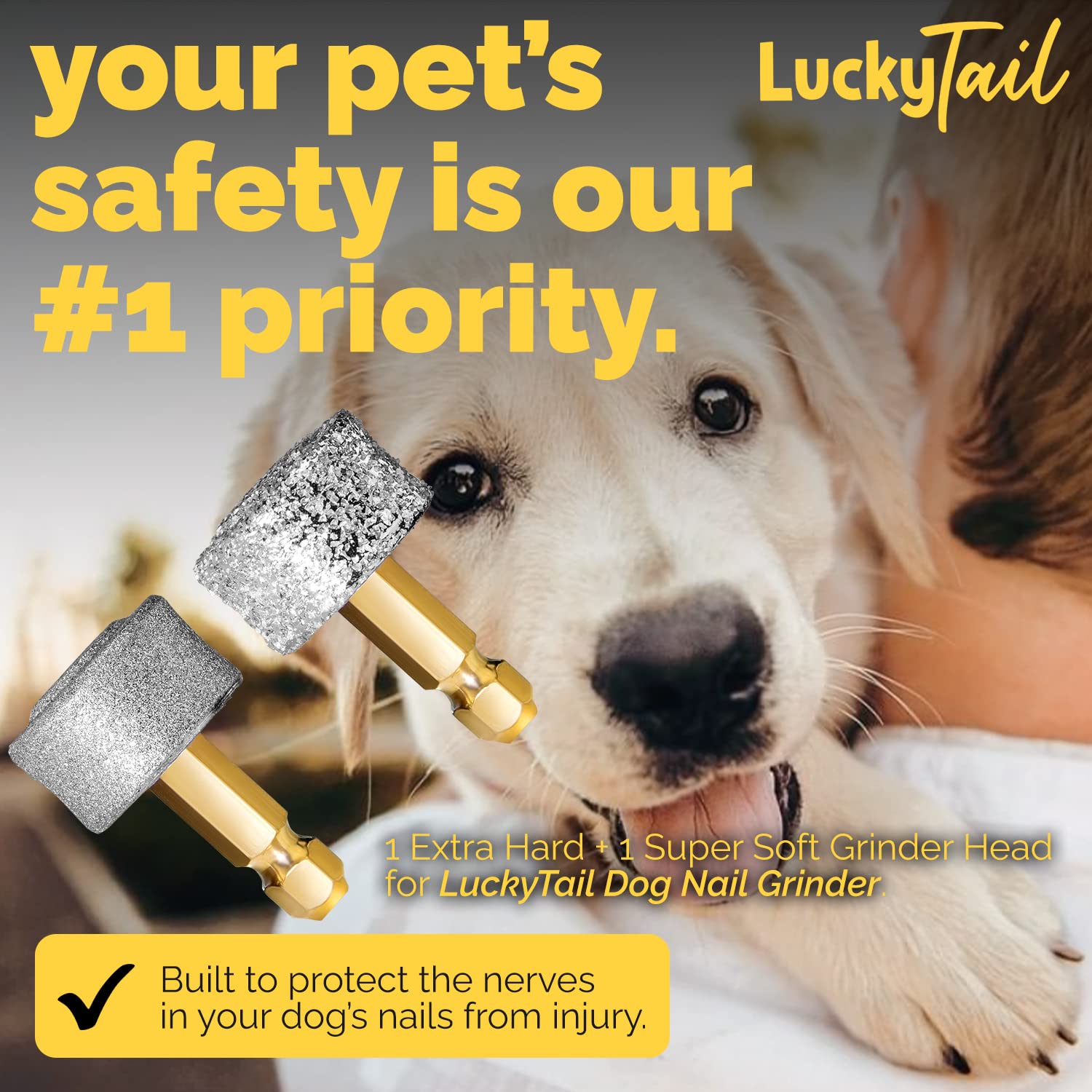 Lucky Tail diamond-tip drill bit provides precise polishing for nails.