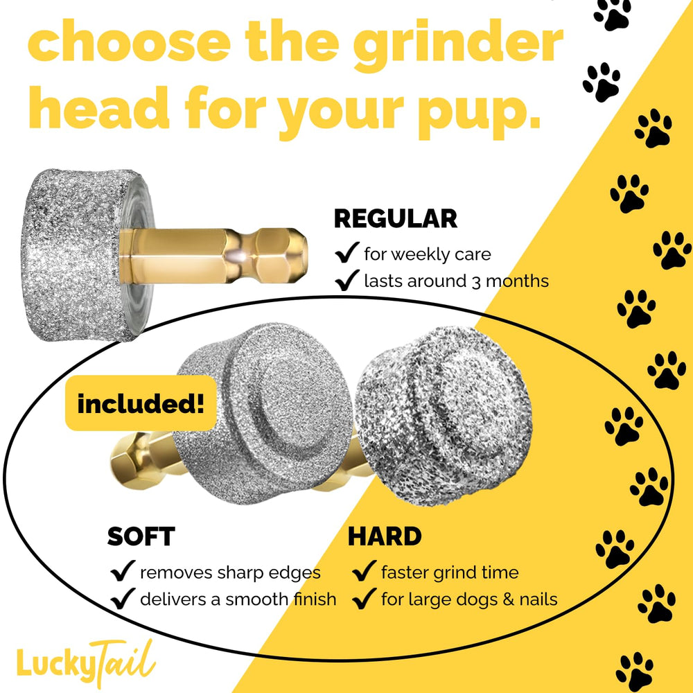 Lucky Tail dog nail grinder soft head helps deburr edges for a smooth finish.