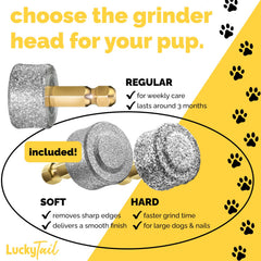 Lucky Tail dog nail grinder soft head helps deburr edges for a smooth finish.