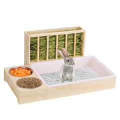 LUCKYBOPAN 3 in 1 rabbit litter box with hay feeder for easy setup and training
