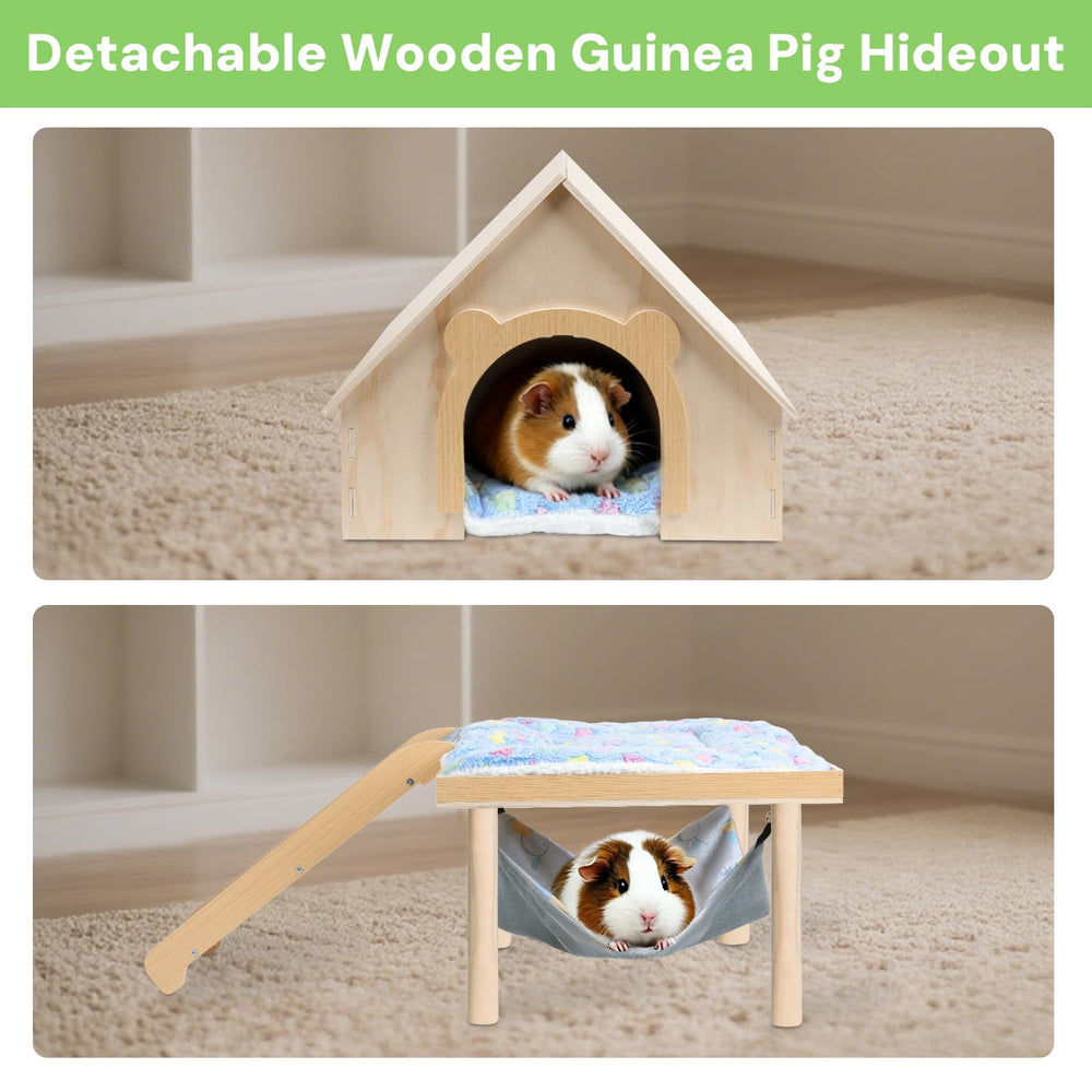 LUCKYBOPAN Guinea Pig Hideout detachable layers for quick cleaning.