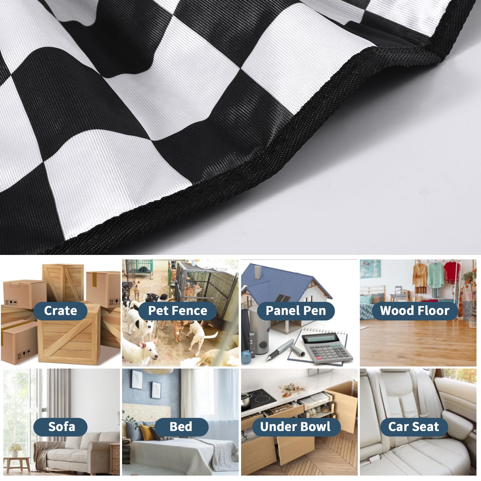 Luckyiren washable puppy pee pad black-and-white checker pattern blends with interior decor