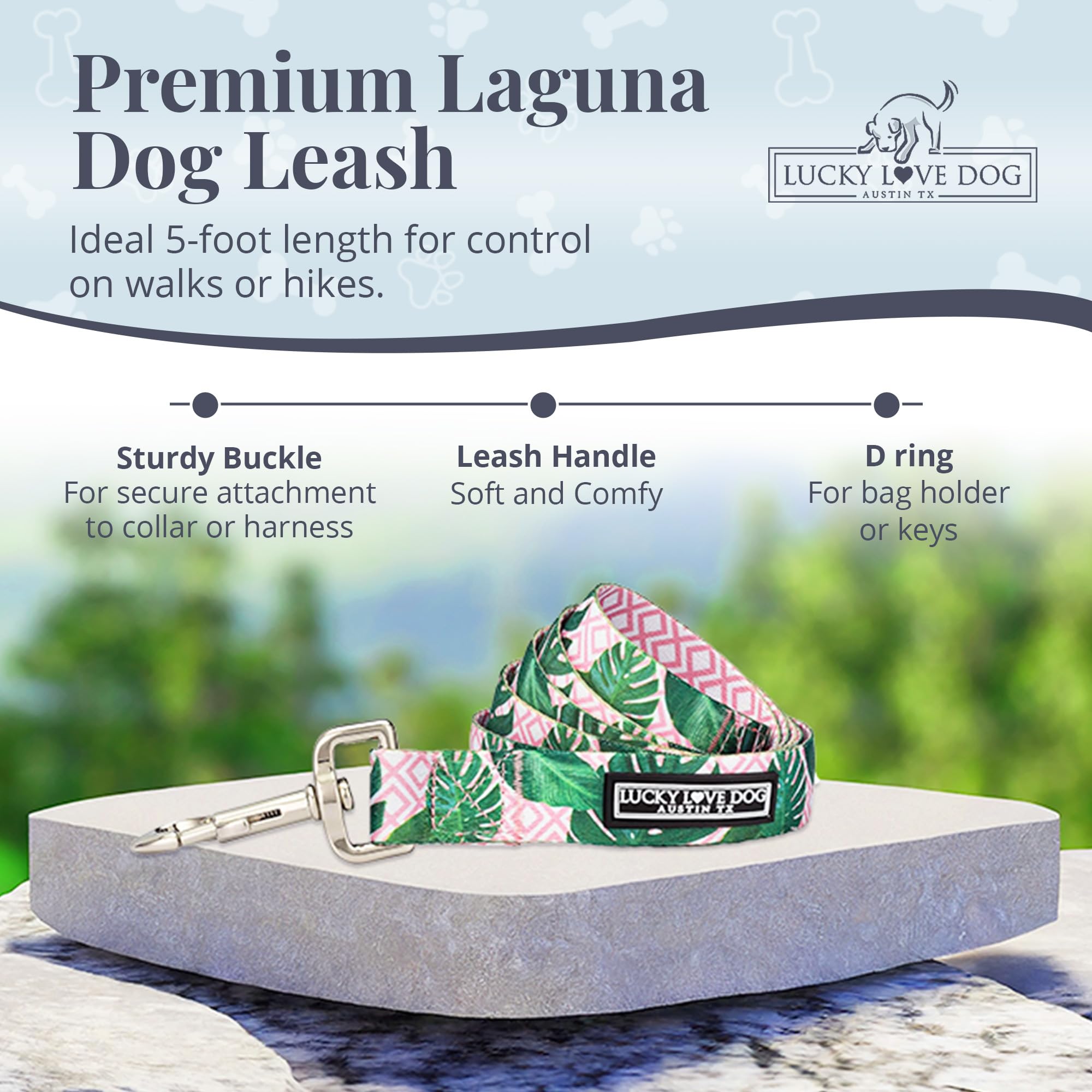 Lucky Love Dog leash built with durable nylon for everyday use