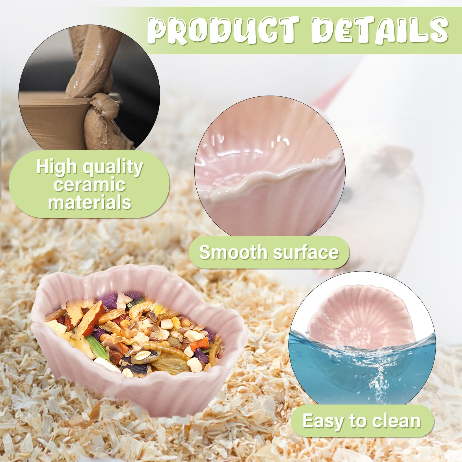 LuckyOpt bowl dimensions 6.8 cm, compact for tiny hamsters.