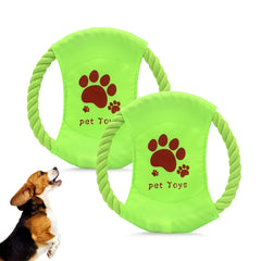 LuckyOpt dog rope toys 2pc green disc fetch enhances outdoor play and focus.