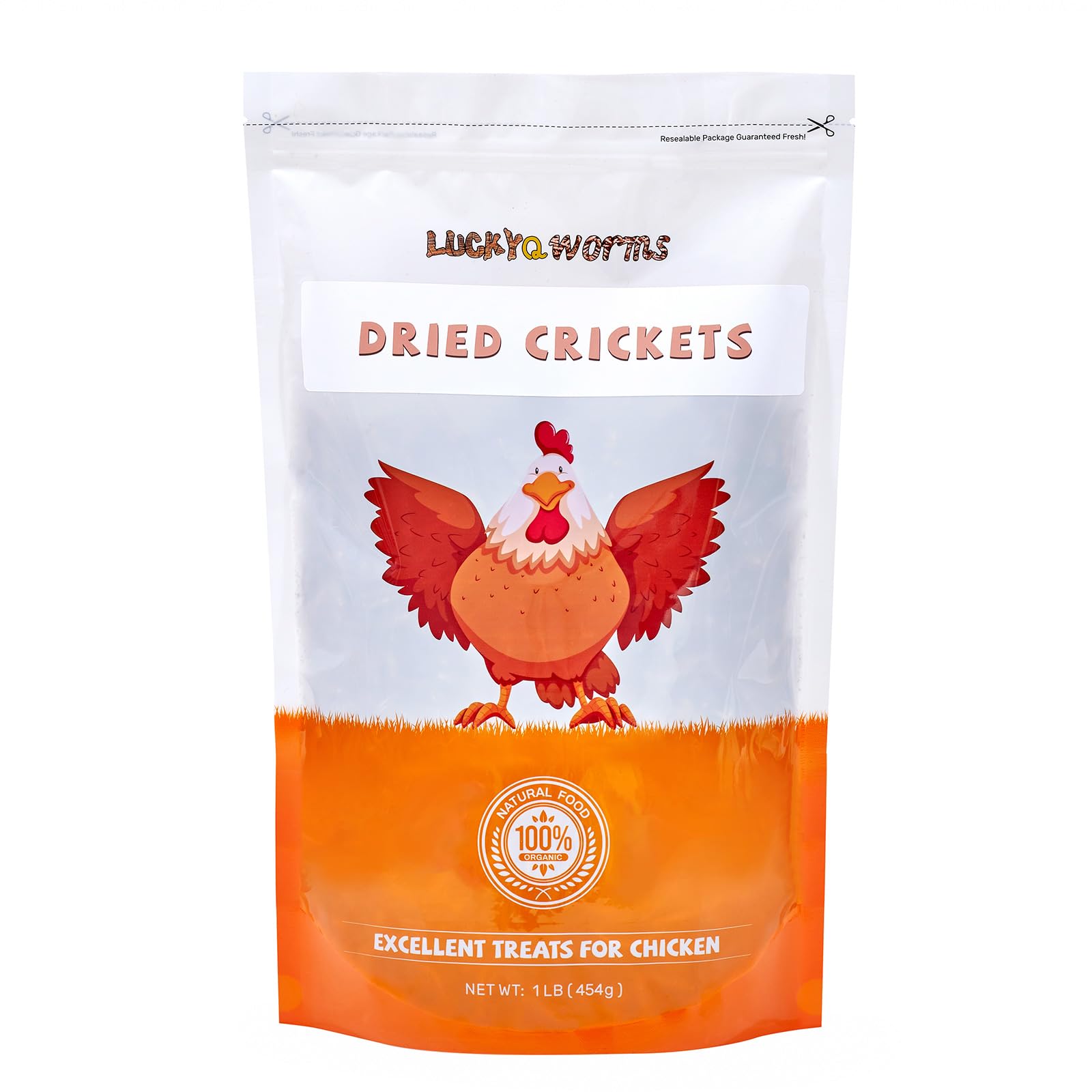 LuckyQworms dried crickets bag 1lb for mess-free, convenient feeding.