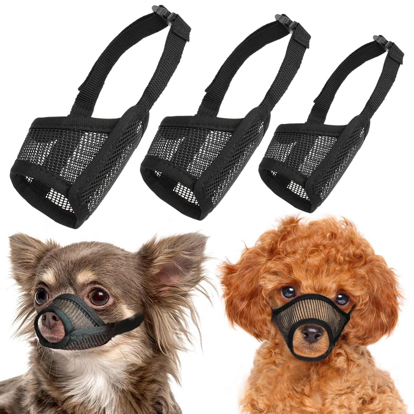 LUCKYPAW 3-piece muzzle set for growing dogs during grooming.
