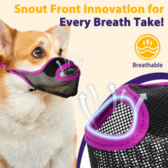 LUCKYPAW dog muzzle breathable-mesh keeps airflow cool during wear.