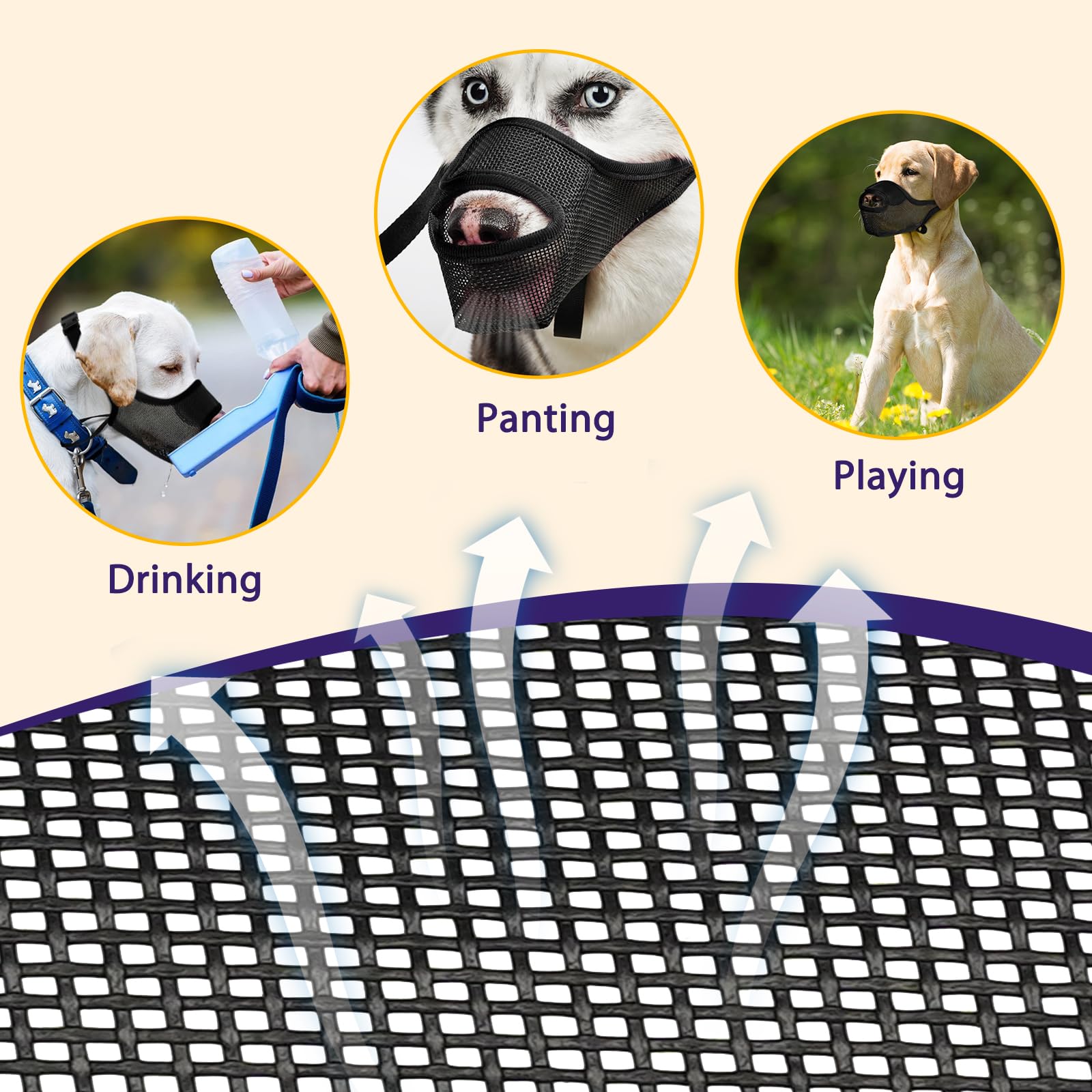 LUCKYPAW Dog Muzzle packaging with sizing guide.