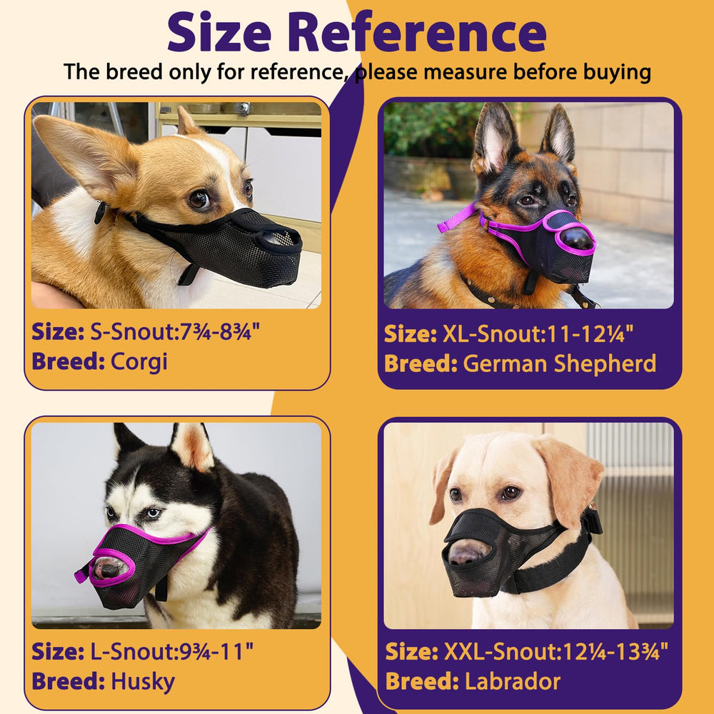 LUCKYPAW Dog Muzzle size chart helps pick the right fit.