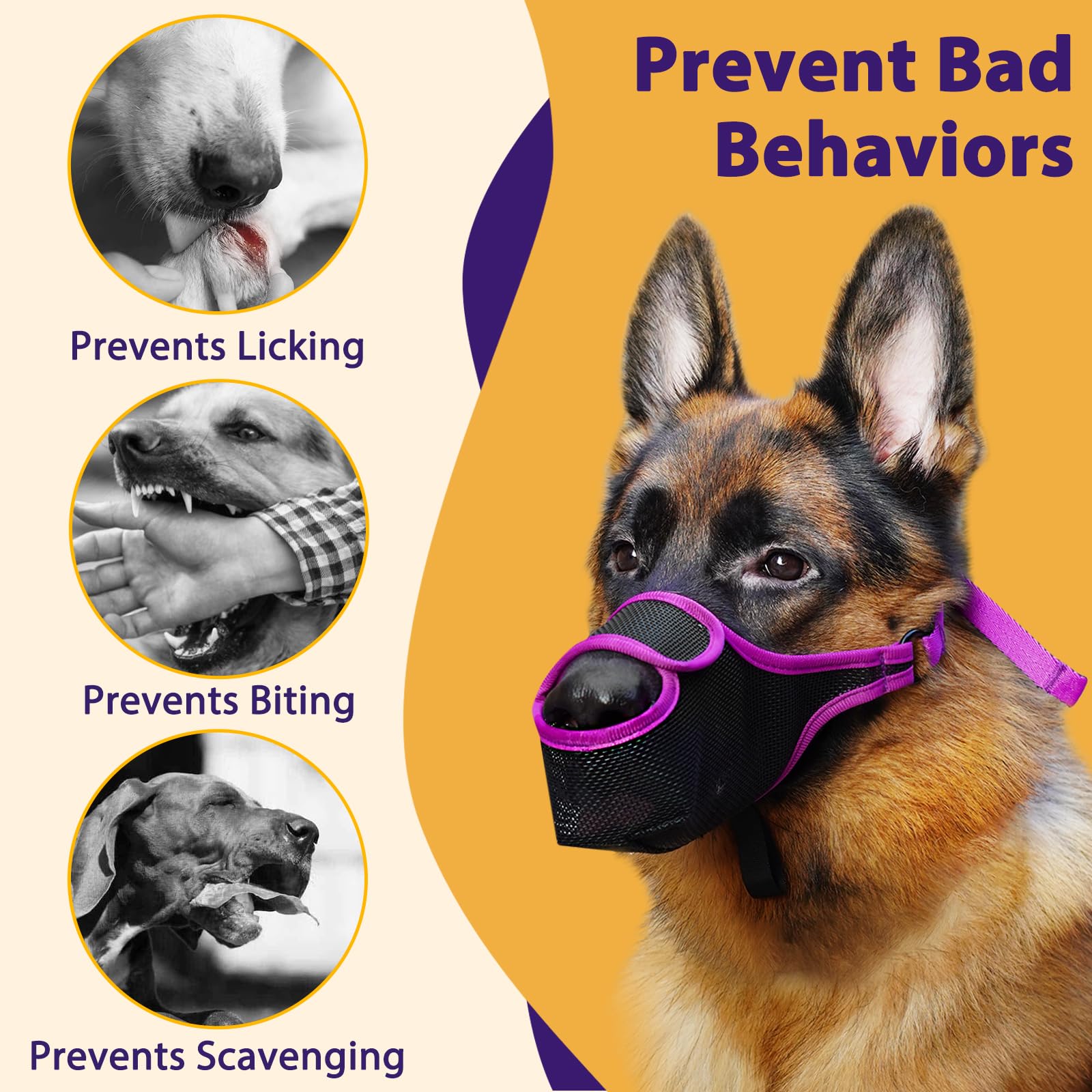 LUCKYPAW soft-material-muzzle offers comfortable wear for vet visits or grooming.