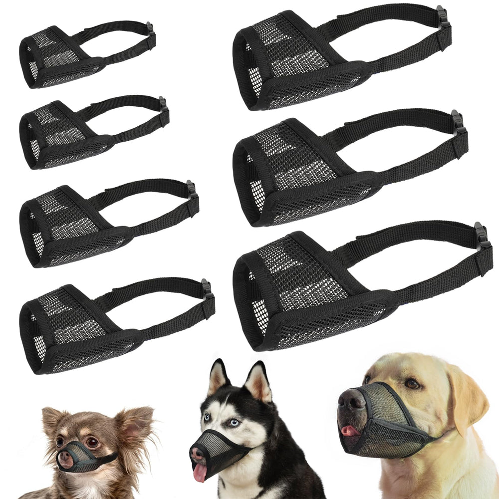 Luckypaw 7-piece muzzle pack shows adjustable sizing for comfortable grooming