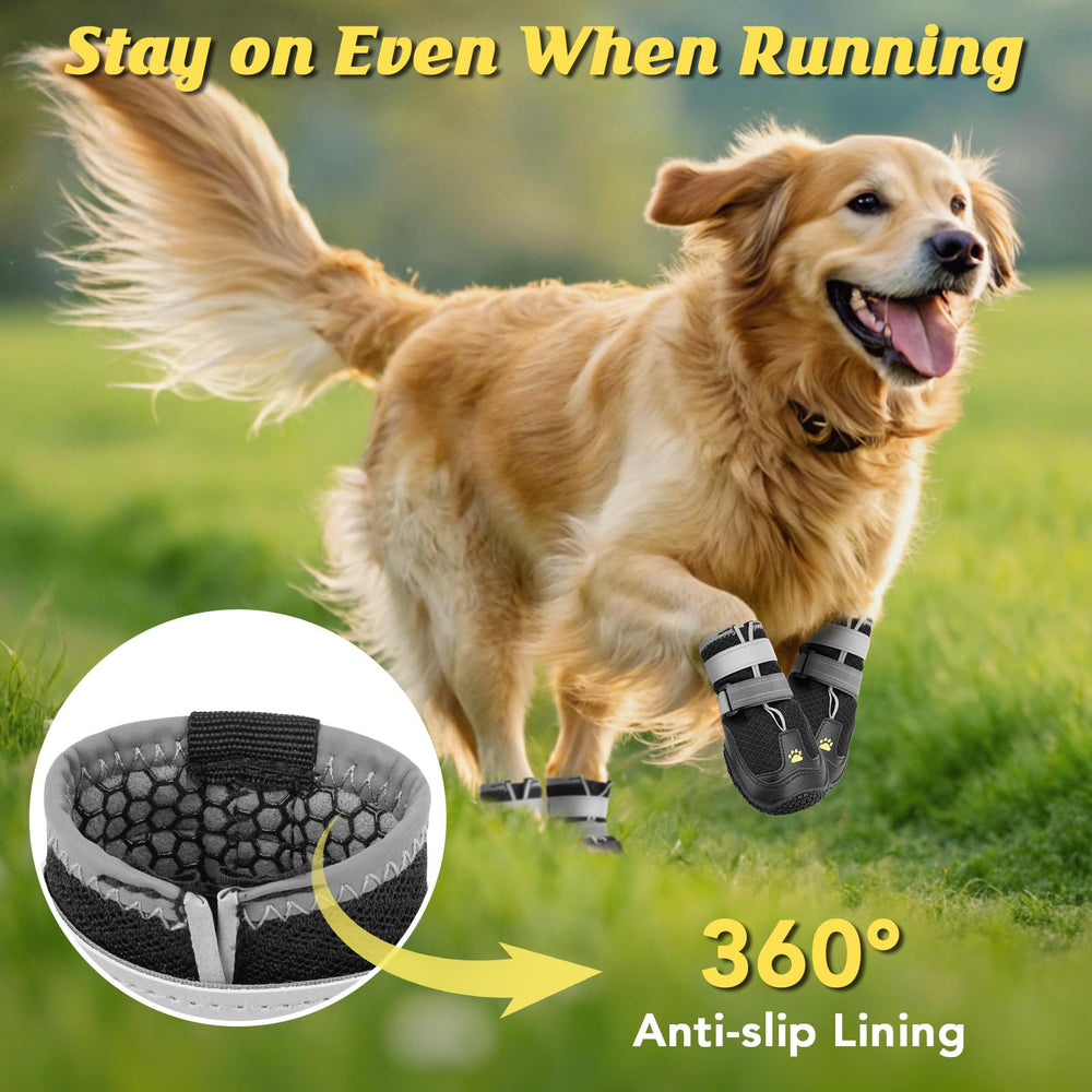 LUCKYPAW easy-on secure-fit with reflective straps for night safety.