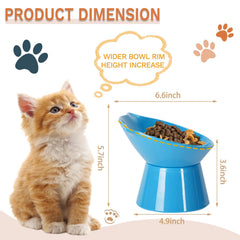 LuckyPots height-5-7 blue bowl rear view shows ergonomic feeding.