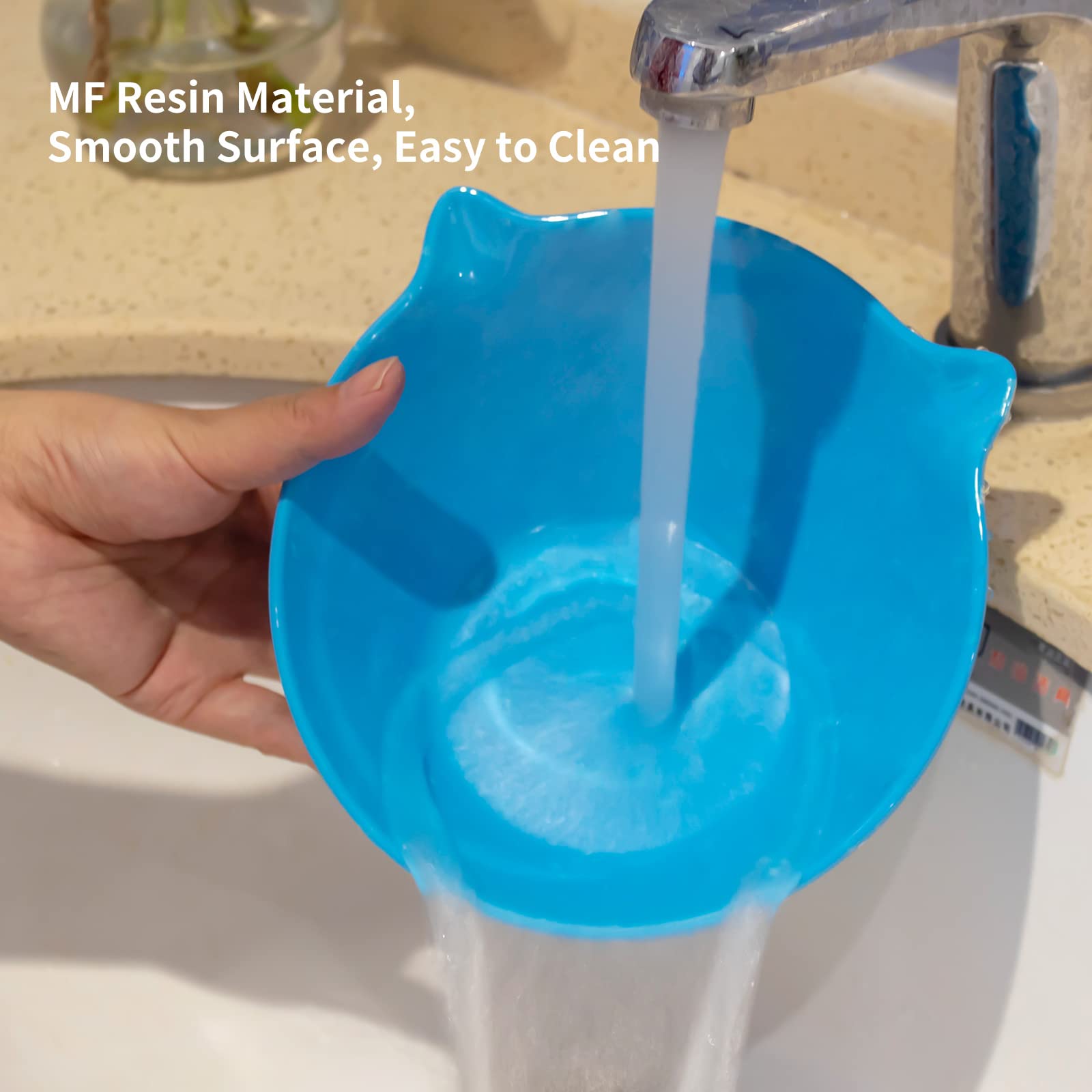 LuckyPots removable-clean blue bowl reveals easy disassembly for quick cleaning.
