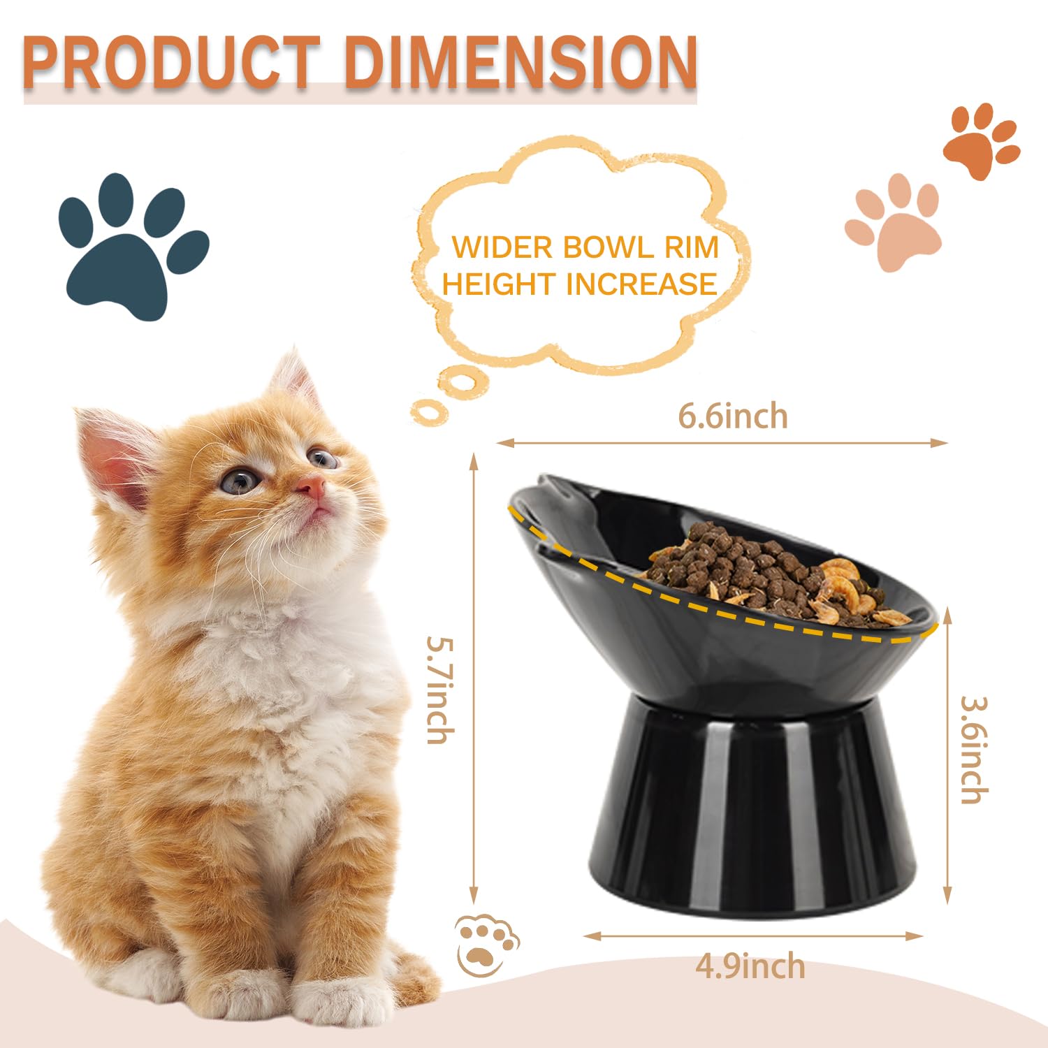 LuckyPots 15-degree tilt highlights comfortable eating and reduced whisker touch.