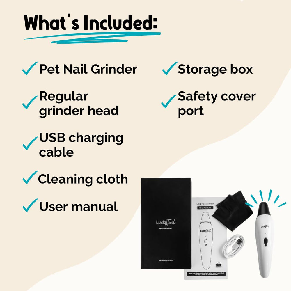LuckyTail nail grinder cordless portability for on-the-go grooming.