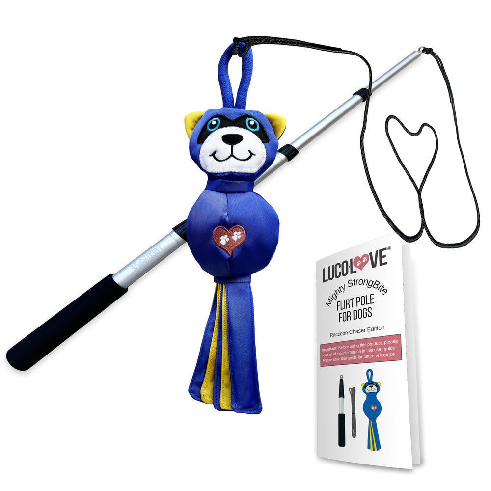 LUCOLOVE Flirt Pole with 35-inch reach ready for backyard dog exercise and training