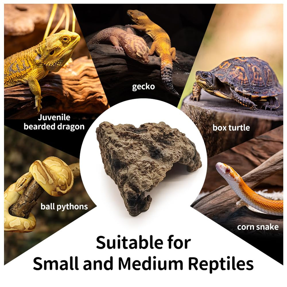 LUCOSIU reptile rock cave hideout compatibility demonstrates versatile use across reptiles.