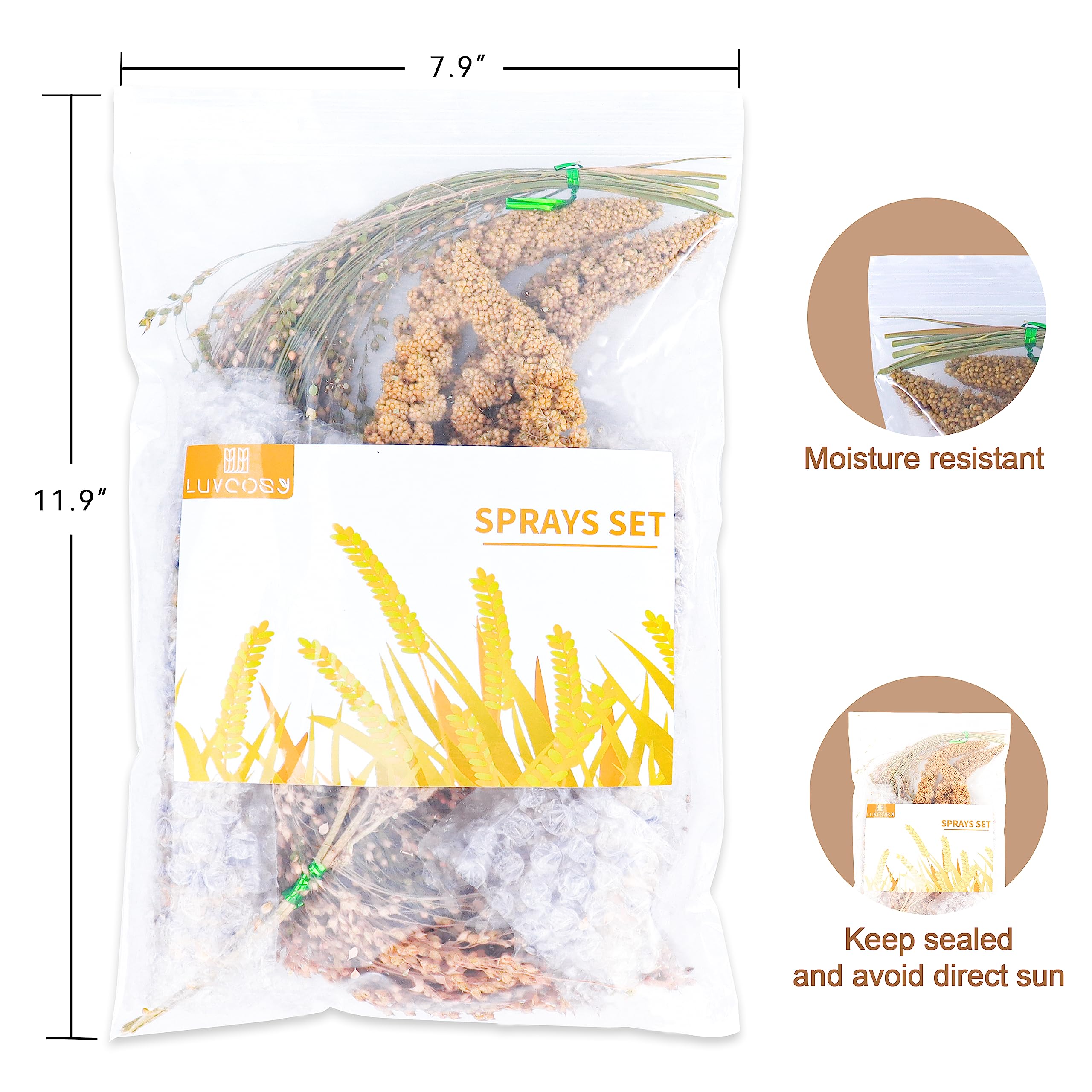 LUVCOSY Sprays Set Yellow Millet image shows enrichment texture for chewing.